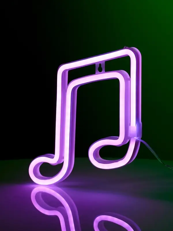 Неоновая вывеска &laquo;Ноты&raquo; 19&times;21 см, батарейки ААх3 (не в комплекте), USB, свечение розовое