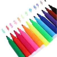 Фломастеры 12 цветов Jambo, толстые, вентилируемый колпачок