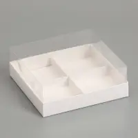 Коробка для муссовых пирожных, 4 штуки, 17&times;17&times;6 Белый