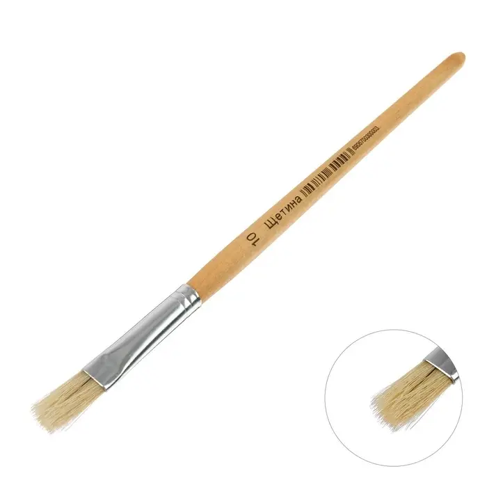 Кисть для рисования, щетина, № 10, плоская, деревянная ручка, международный размер