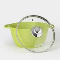 Кастрюля KUKMARA Trendy style, 3 л, d=22 см, со стеклянной крышкой, антипригарное покрытие, литой алюминий, зелёная