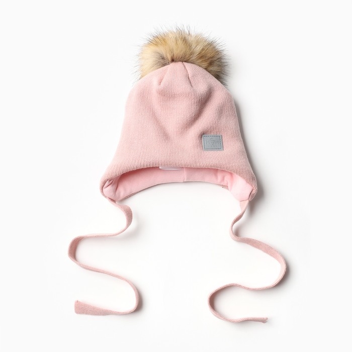 Шапка для девочки, цвет пудра, размер 42-46 Шапка для девочки, цвет пудра, размер 42-46