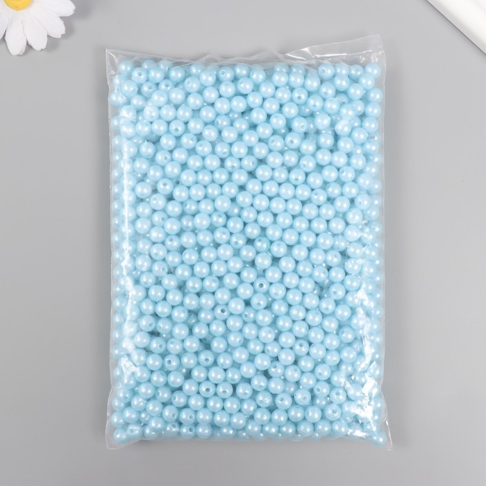 Набор бусин Набор бусин "Жемчуг" d 8 мм, 250 гр, нежно-голубой