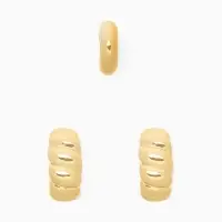 Серьги и каффы QF &laquo;Плетённый бублик&raquo;, набор, цвет золото