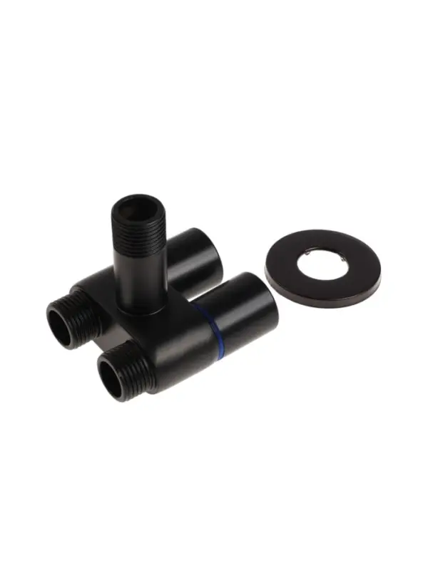 Кран двойной ZEIN engr, 1/2" &times; 1/2", два вентиля, кран-букса керамика, нерж. сталь, черный