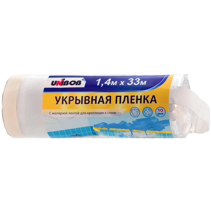Пленка укрывная с малярной лентой UNIBOB 1,4х33 м