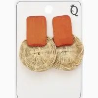 Серьги из дерева &laquo;Ваканда&raquo;, стиль, плетёный диск, бежево-коричневые