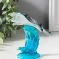 Сувенир полистоун лак "Морской скат на волне" синий 13,2х9,5х11,5 см