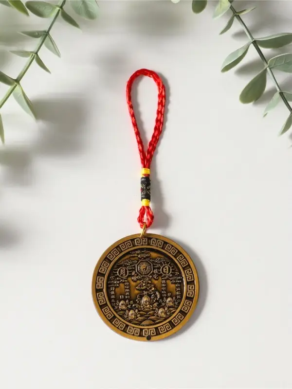 Подвеска металл, текстиль &laquo;Ба-гуа. Инь-ян, солнце и луна&raquo;, 2 стороны, 5.2&times;5.2&times;0.3 см