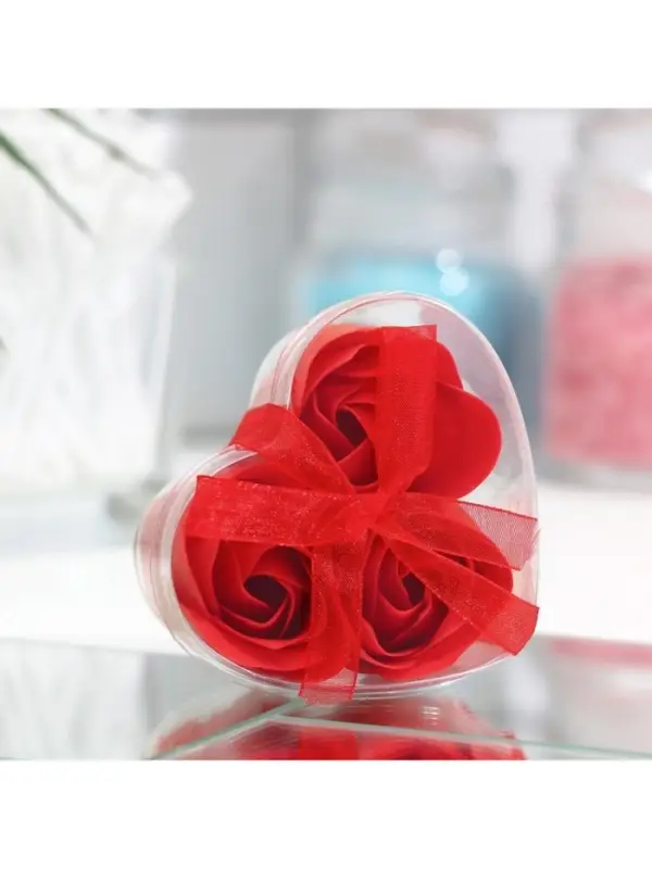 Мыльные розочки, красные, набор 3 шт., в коробке