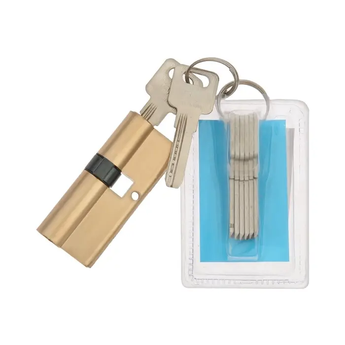 Цилиндровый механизм для китайской двери, 75 мм, латунь, 7 перф. ключей Цилиндровый механизм для китайской двери, 75 мм, латунь, 7 перф. ключей