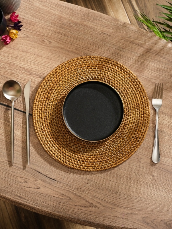 Коврик сервировочный плетеный круглый ротанг, 30х30х0,5 см