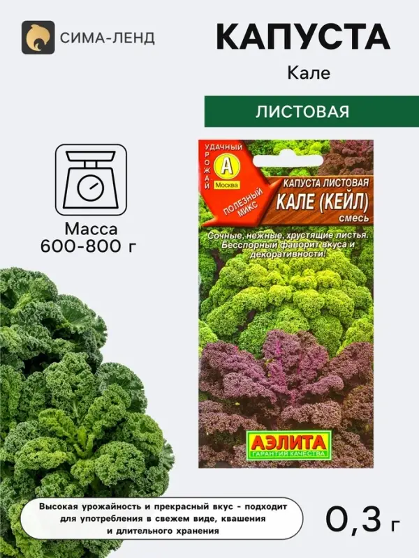 Семена Капуста листовая &laquo;Кале&raquo;, смесь, 0.3 г, &laquo;Агрофирма АЭЛИТА&raquo;