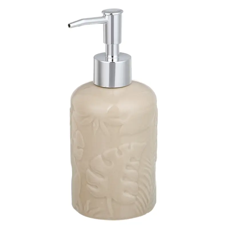 VETTA Дозатор для жидкого мыла, керамика, 17x7,5x7,5 см, листья, беж