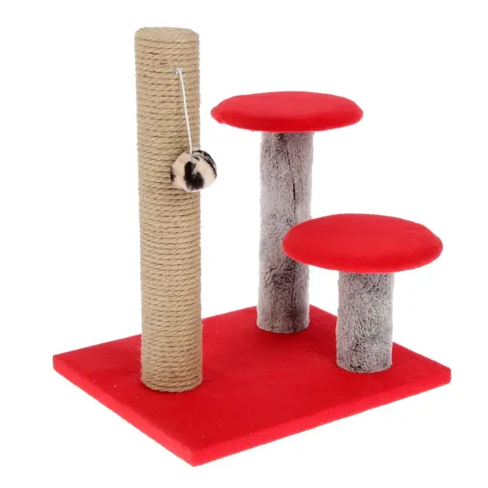 Когтеточка &laquo;Столбик&raquo;, 43&times;36&times;31 см, с двумя грибами, джут, МИКС