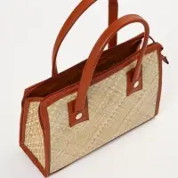 Сумка плетёная на молнии из пандана, 30&times;10&times;35 см, светло-коричневая