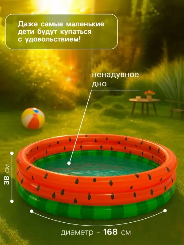 Бассейн надувной &laquo;Арбуз&raquo;, 168&times;38 см, от 2 лет, 58448NP INTEX