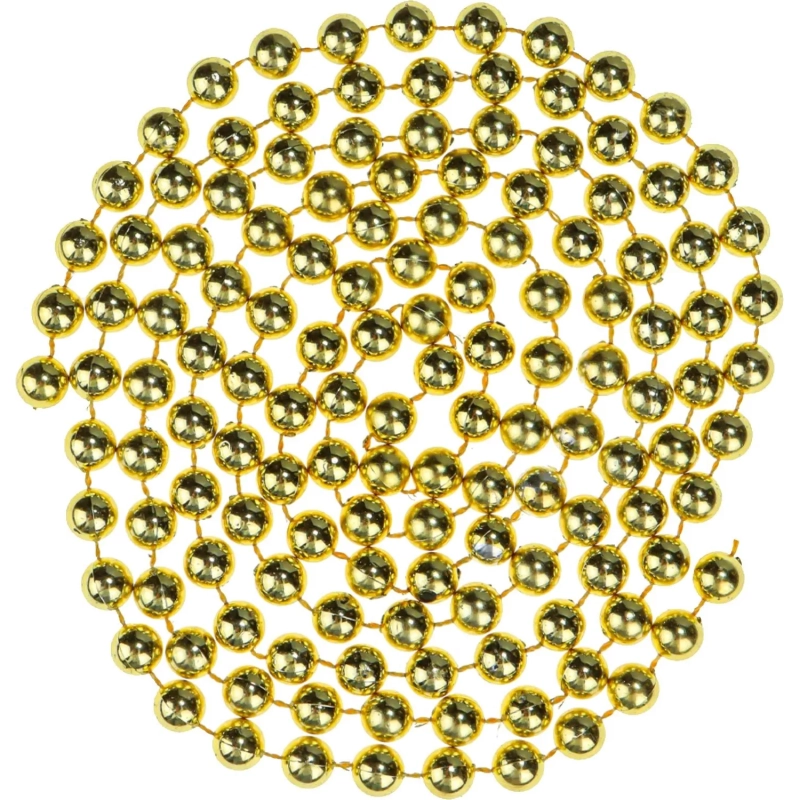Бусы новогодние на елку Яркий праздник, d 1 см, длина 1,8м, золотые НУ-0053