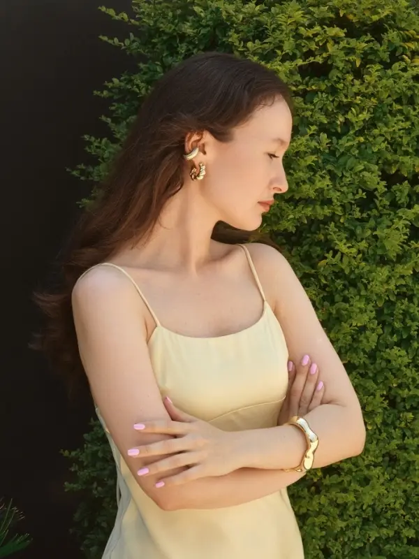 Набор серьга и каффы &laquo;Бублики&raquo;, набор 4 шт. цвет золото