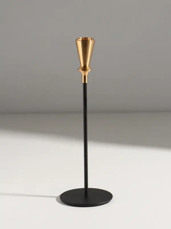 Подсвечник металл  Подсвечник металл "Мондоро" d=2 см набор 3 шт чёрно-золотой 8х8х24, 8х8х29, 8х8х34 см