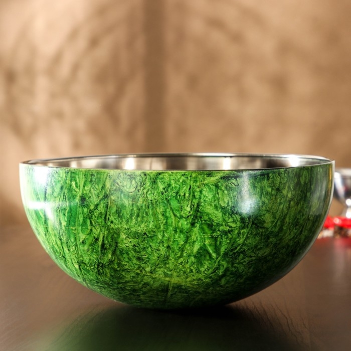 Миска из нержавеющей стали «Малахит», d=27 см, цвет зелёный Миска из нержавеющей стали «Малахит», d=27 см, цвет зелёный