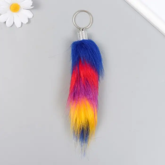 Пушистик на кольце Пушистик на кольце "Хвост в полосочку" h=15 см, МИКС