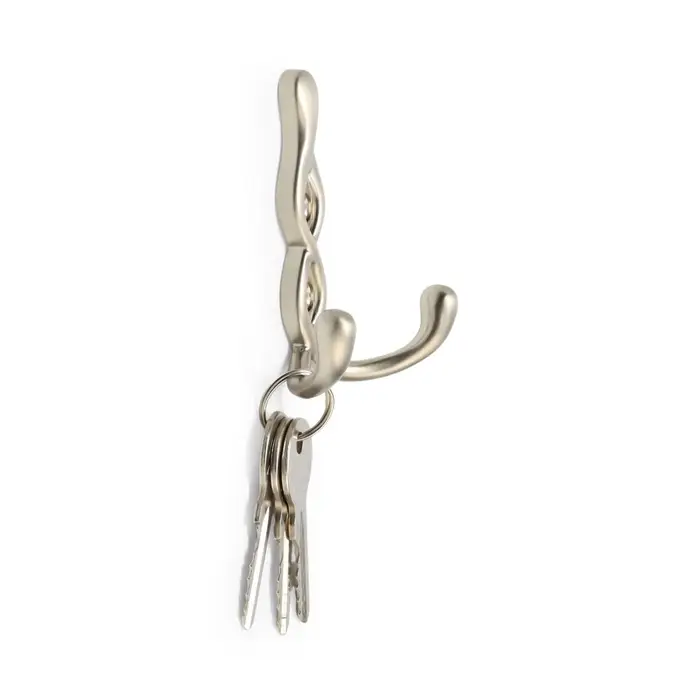 Крючок мебельный CAPPIO PIGTAIL, двухрожковый, цвет матовый сатиновый никель