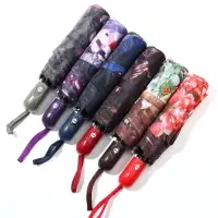 Зонт автоматический Olivia, эпонж, 3 сложения, 8 спиц, R=47/55 см, d=94 см, МИКС