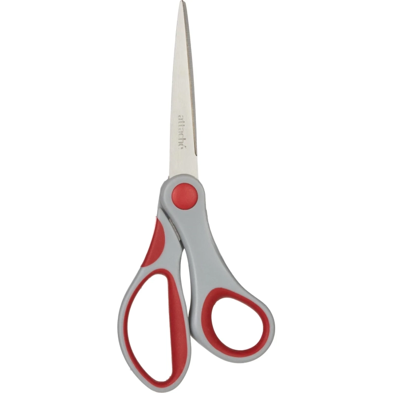 Ножницы Attache 180 мм с пласт.прорезинен.эллипт., красно-серыми ручками
