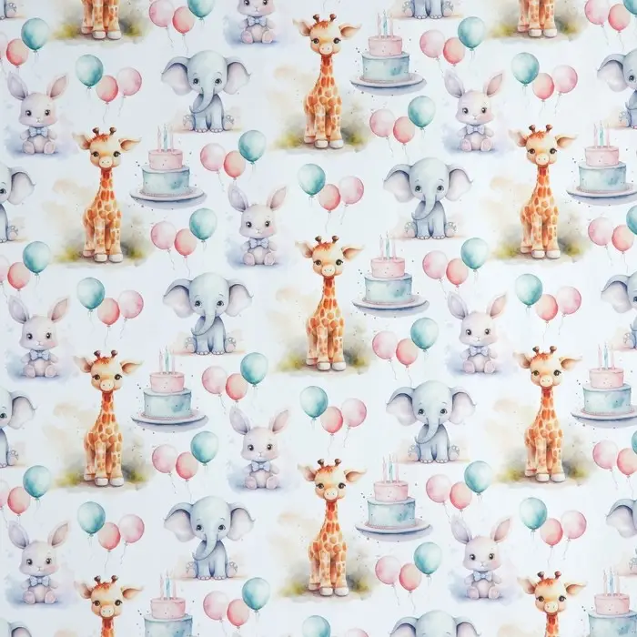 Бумага упаковочная крафтовая белая &laquo;Праздничные животные &raquo;, 50 x 70 см