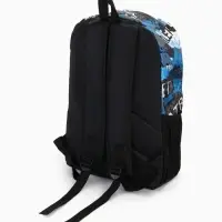 Рюкзак школьный на молнии, с карманами, с принтом, размер 30&times;13&times;42 см, голубой/серый