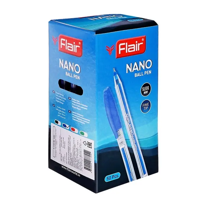 Ручка шариковая Flair Nano, полосатый корпус, узел-игла 0.5 мм, масляная основа., стержень синий Ручка шариковая Flair Nano, полосатый корпус, узел-игла 0.5 мм, масляная основа., стержень синий