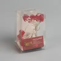 Гирлянда &laquo;Нить&raquo; 2 м, роса с насадками &laquo;Сердце&raquo;, IP20, серебристая нить, 20 LED, свечение красное, 2 режима, ААх2