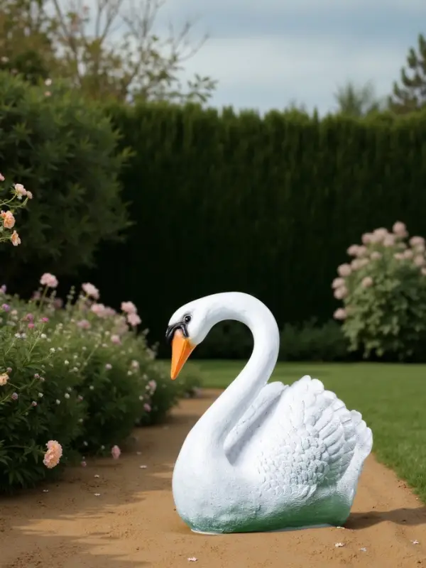 Садовая фигура из полистоуна &laquo;Лебедь&raquo;, 40&times;37&times;25 см