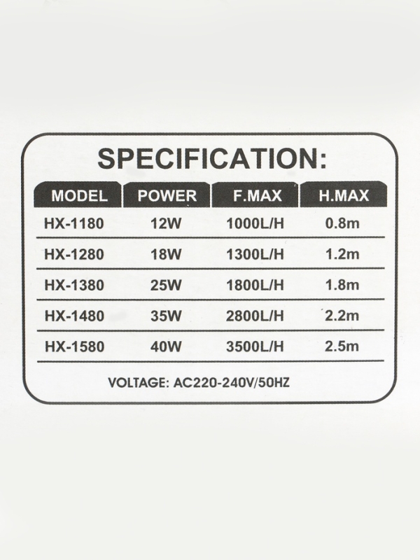 Помпа аквариумная Sea Star HX-1480, 2800 л/ч, 35 Вт, высота подъема воды 2,2 м