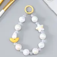 Брелок на карабине "Тюльпаны и звёзды" жёлто-перламутровый 11х4х1,5 см