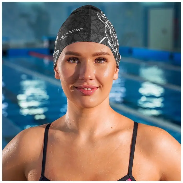 Шапочка для плавания женская ONLYTOP Swim &laquo;Цветок&raquo;, тканевая, обхват 54-60 см