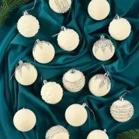 Ёлочные шары &laquo;Бархат. Маскарад&raquo;, шары новогодние, d=6 см, 16 шт., белый