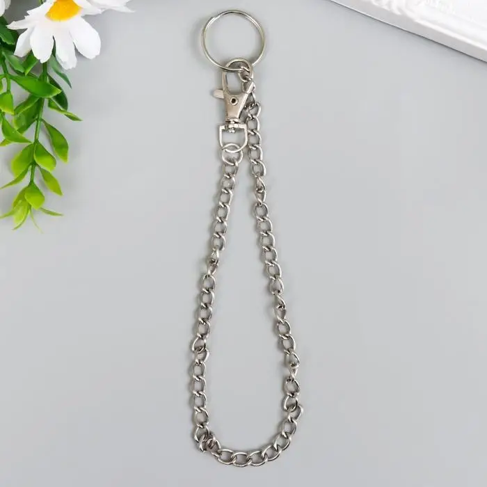 Цепочка д/ключей с карабином на кольце Витая серебро Цепочка д/ключей с карабином на кольце Витая серебро