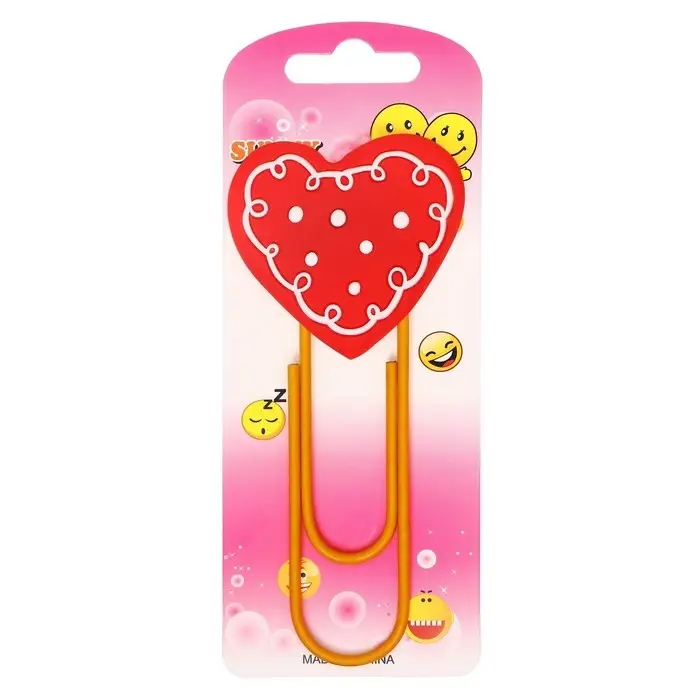 Закладка-скрепка большая «Сердце», 11 см, МИКС Закладка-скрепка большая «Сердце», 11 см, МИКС