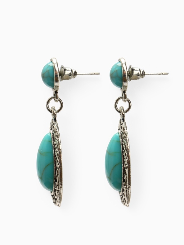 Серьги «Бирюзовый мир» капля, голубые в чернённом серебре Серьги «Бирюзовый мир» капля, голубые в чернённом серебре