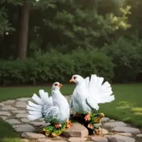 Садовая фигура из полистоуна &laquo;Голуби на коряге&raquo;, 37&times;18&times;37 см