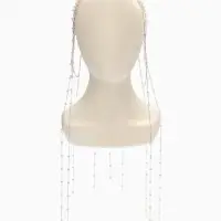 Украшение для волос «Паутина», с бусинами, 55 см, белое в серебре Украшение для волос «Паутина», с бусинами, 55 см, белое в серебре