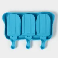 Форма для мороженого &laquo;Эскимо макси&raquo;, силикон, 19.5&times;14.5&times;2.5 см, 3 ячейки (8.2&times;4.6 см), МИКС