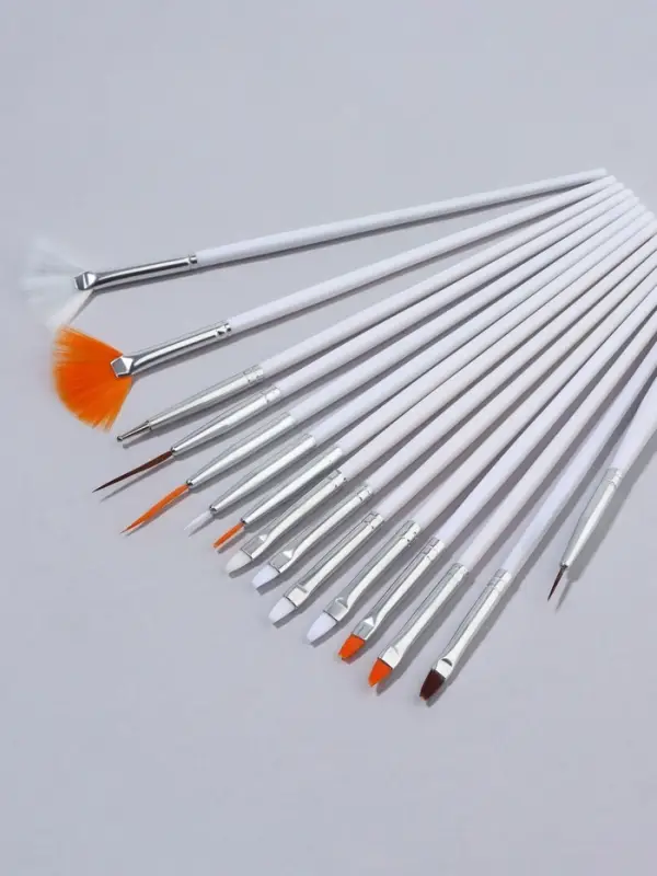 Набор кистей для наращивания и дизайна ногтей, 15 шт., белый