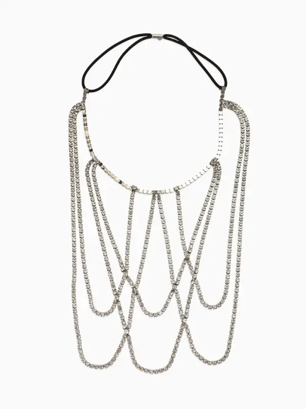 Цепочка на бедро бодичейн  Цепочка на бедро бодичейн "Ярусы" со стразами, цвет белый в серебре