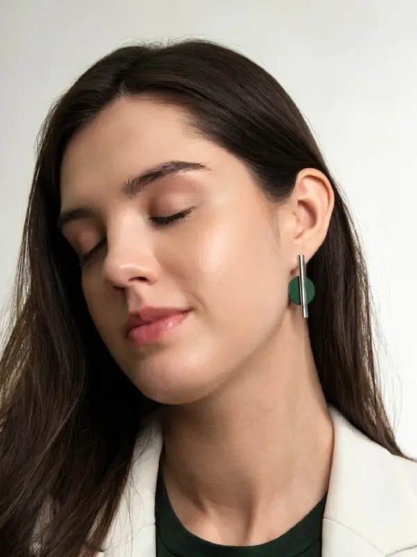 Серьги ассорти &laquo;Арт&raquo;, линии, зелёные в серебре