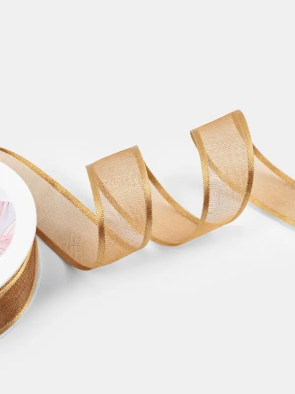 Лента декоративная, капроновая/атласная, 20 мм, 18&plusmn;1 м, бежевая