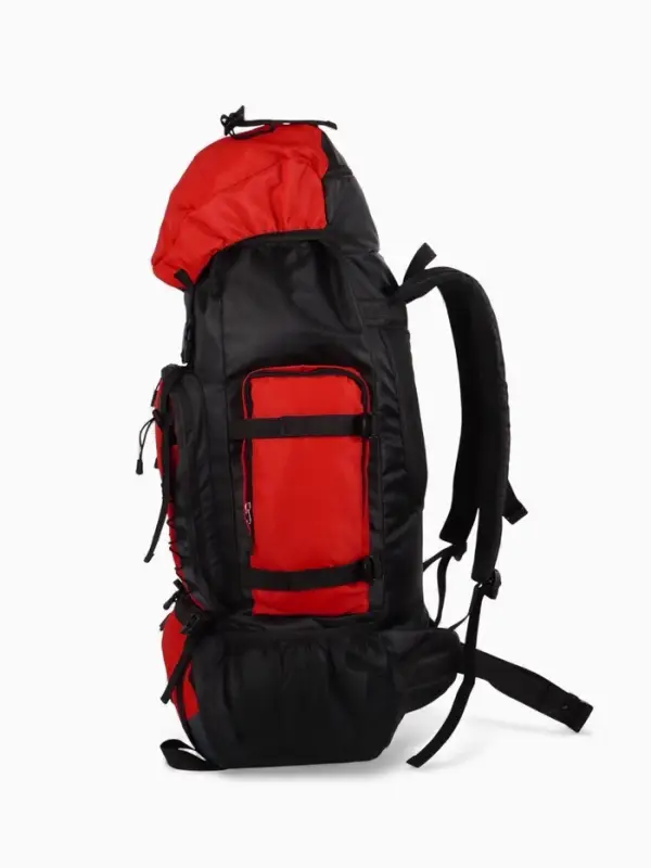 Рюкзак туристический, 90 литров, 6 наружных карманов, шнуровка, красный
