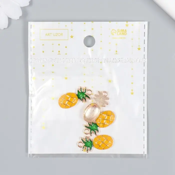 Декор для творчества металл, эмаль &laquo;Ананас&raquo;, золото, 1.4&times;1.2 см